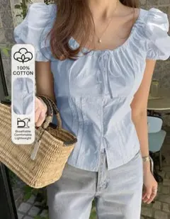 DAZY パフスリーブ フィットショートスリーブブラウス　shein Mサイズ