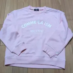 新品☆コムサイズム　ピンク　3本針ステッチ ベーシックロゴトレーナー130㎝