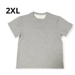 【2XL】半袖Tシャツ グレー 幾何学柄 ジャガード風 立体模様 ビッグ 3L