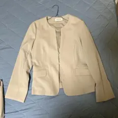 グレージュ ノーカラージャケット パンツ セット