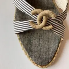 【美品】CHANEL シャネル サンダル ココマークウェッジソール 37 1/2
