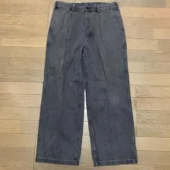 GU.ジーユー.バギースラックス.ブラックデニム.L