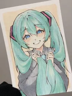 手描きイラスト　初音ミク