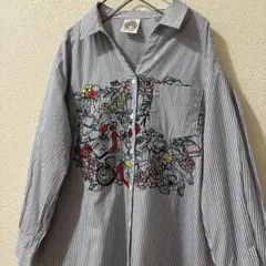 新品同様　ScoLar スカラー　刺繍 シャツワンピース　ストライプ　ブルー　M