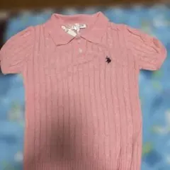 U.S. POLO ASSN. ケーブル編み ポロシャツ ピンク M