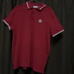 MONCLER レッド ポロシャツ Mサイズ 中古・古着通販】MONCLER (モンクレール) ワンポイントワッペン