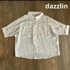 dazzlin ダズリン　肩レースシアードット五分袖シャツ　ブラウス