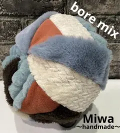 ベレー帽秋冬ボア♡patchwork motifハンドメイド
