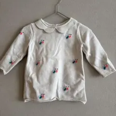 ジャカディ　jacadi 74cm 12month 小鳥柄ニット　アイボリー