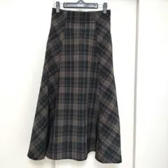 ロペピクニック チェック フレアスカート ブラウン　38サイズ