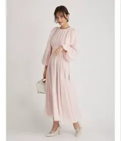 美品♡　セルフォード× 石井美保　ドビーシフォンワンピース マキシ丈　36 CELFORD 石井美保 ＆ROSYコラボドビーシフォンワンピ SAX 36の