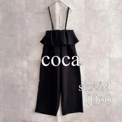 コカ coca フリルオールインワン ドット柄 ブラック サイズM