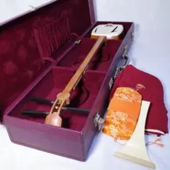 三味線 中棹 撥 ハードケース付 黒檀糸巻き 管理No.11