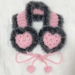 ハート イヤーマフ ハンドメイド かぎ針編み フワフワ
