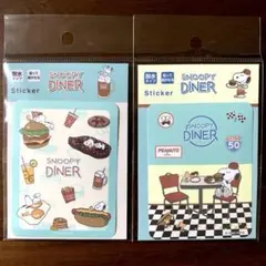 PEANUTS 60年代風レトロポップ スヌーピーダイナー ステッカー2枚セット