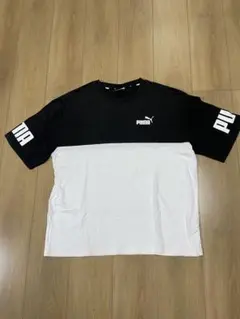 PUMA プーマ Tシャツ M 半袖 バイカラー 黒 白 カラーブロック