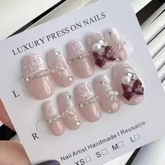 ネイルチップ ワンホン ツイード キルティング リボン ラメ ネイルチップ ワンホン ツイード キルティング リボン ラメ - メルカリ