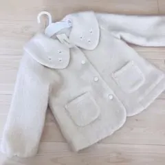 ベージュ 襟 刺繍 花 コート 100 キッズ スナップボタン アカチャンホンポ