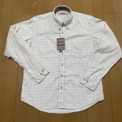 KANSAI JEANS 長袖ネルシャツメンズ Mサイズアイボリーチェック柄