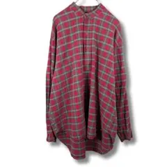グランパシャツ　古着　チェックシャツ　レッド　ユーロ　NA23