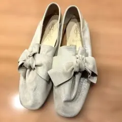 あしながおじさん フラットシューズ リボン シルバーのサムネイル