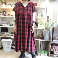 veritecoeur コットンスキッパータックOP レッド チェックのサムネイル