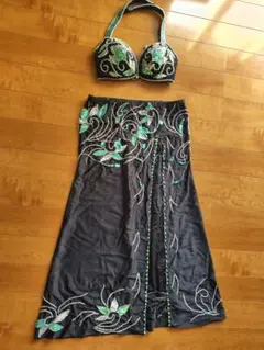 ベリーダンス セットアップ 黒とターコイズ