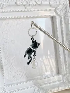 ゆらゆら猫ちゃんの簪 シルバー