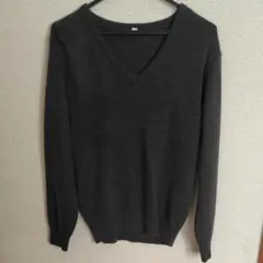 ダークグレー Vネック ニットセーター Mサイズ