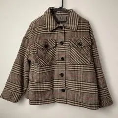 チェック柄　ジャケット　アウター　防寒着　可愛い　カジュアル　ファッション