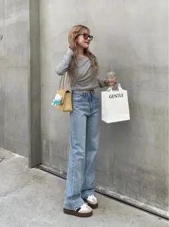 a様専用GRL ワイド セミ フレア デニムパンツ ジーンズグレイル　cu136