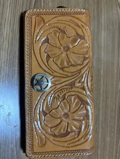 【1品限】革財布 花模様