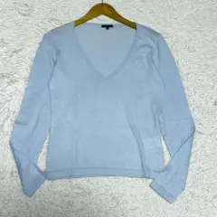 Theoryセオリー カシミヤ混コットンVネックニットセーター 手触り◎ 38