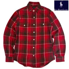 【ラルフローレン】ライトコットンフランネル　ワークシャツ　ネルシャツ