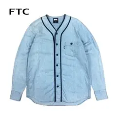 FTC ベースボール デニム シャツ 長袖 ノーカラー ロゴ Mのサムネイル
