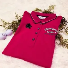 Munsingwear★レディースポロシャツ ピンク LL★Y2Kビッグワッペンのサムネイル