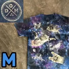 2T6096 DOM 猫 アニマル　宇宙柄　古着