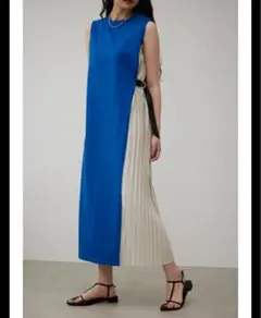 ノースリーブロングワンピース 青