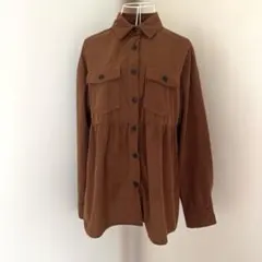 コーデュロイ風 シャツジャケット S（M相当）ブラウン
