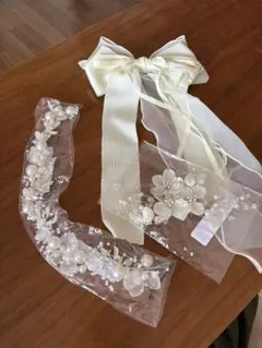 ウェディング ヘッドドレス パール装飾