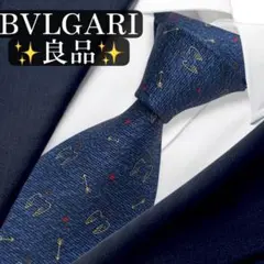 良品✨BVLGARI ネクタイ　キューピッド　可愛い　セッテピエゲ　ブルー
