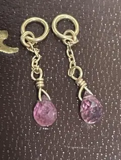 agete ピンクトルマリン K10 ドロップチャーム