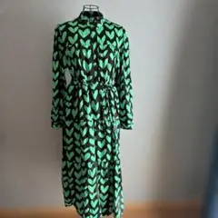 TRUBE ハート柄シャツワンピース 長袖 ベルト付き
