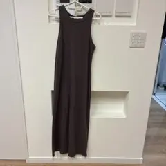 グレー ノースリーブ ロングワンピース