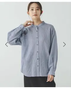 【新品】GLOBALWORK アソート柄シアーシャツ ブルーストライプM 完売のサムネイル
