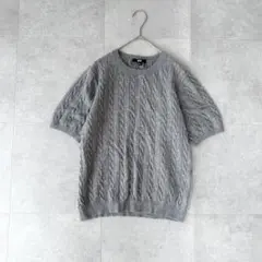 ユニクロ ケーブルクルーネックセーター ケーブル編み サマーニット グレー XL