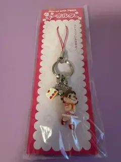 不二家　ペコちゃん　鈴・ケーキ付き　キーホルダー　ストラップ