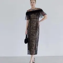 【LEJA】3WAYフラワーチュールアシンメトリーIラインドレスワンピース