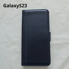 GalaxyS23 手帳型 カバー ケース ネイビー 紺 青