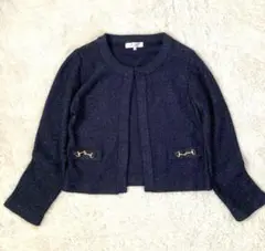 【クミキョク】ノーカラージャケット　ニット　シルバーラメ　オンワード樫山